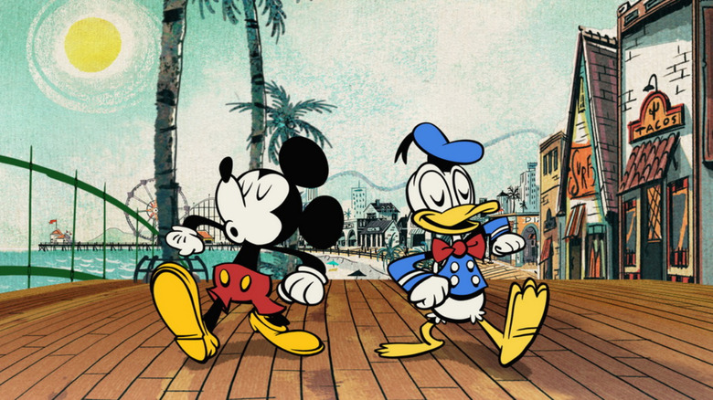 Mickey and Donald walking