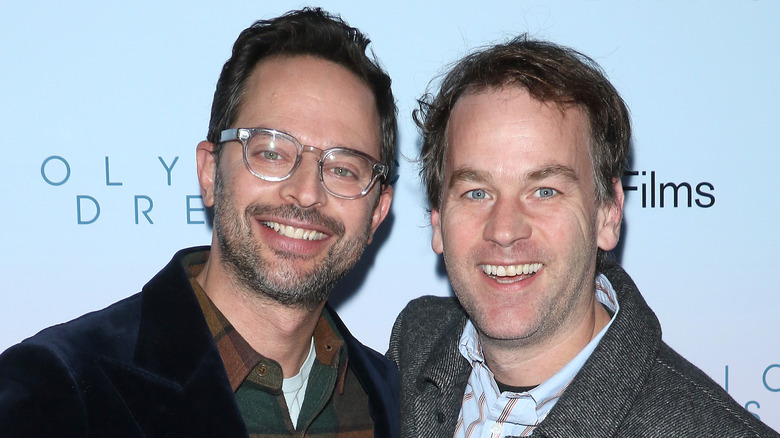 Mike Birbiglia at an event with Nick Kroll