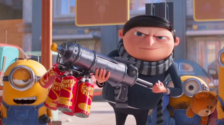 Young Gru holding a cheese blaster