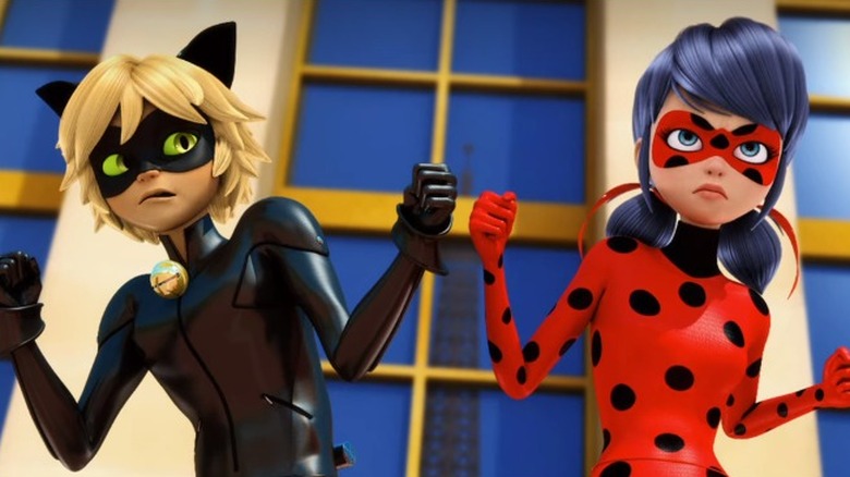 Cat Noir and Ladybug prepare to fight