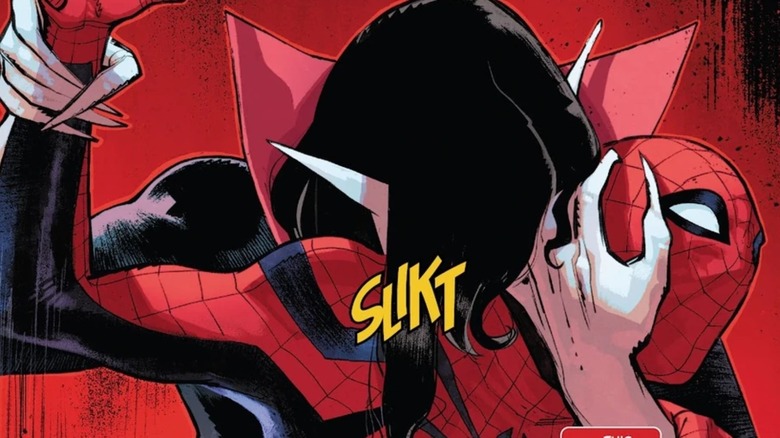 Morbius biting Spider-Man