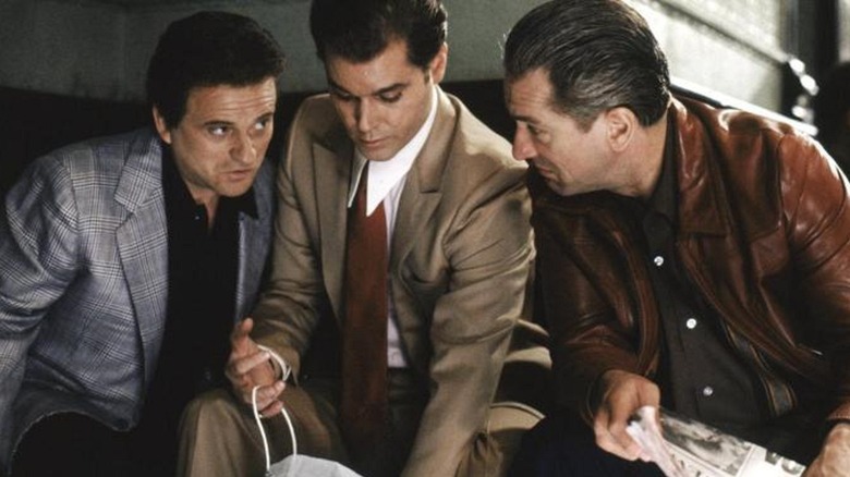 Joe Pesci as Tommy, Ray Liotta as Henry and Robert De Niro as Jimmy in Goodfellas