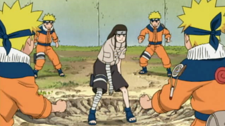 Naruto clones surrounding Neji