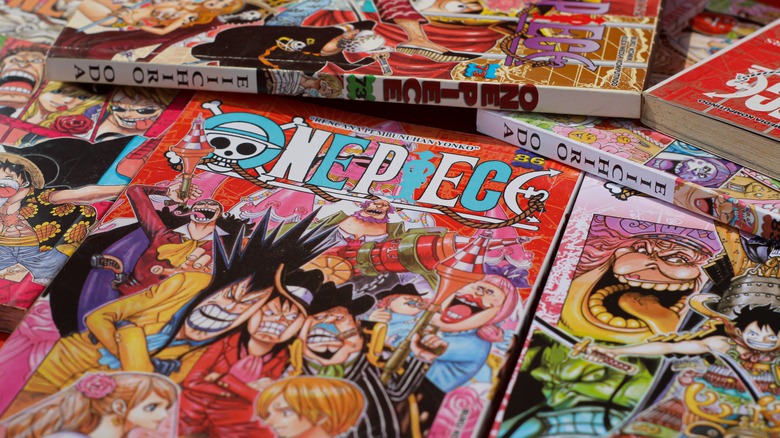 One Piece manga pile