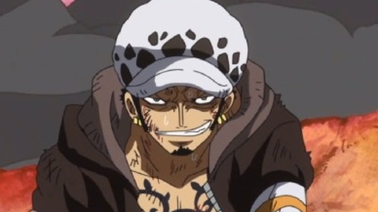 Trafalgar Law grinning with sweat