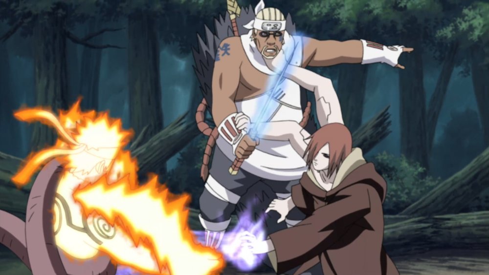 Nagato fighting Naruto and Killer B in Naruto