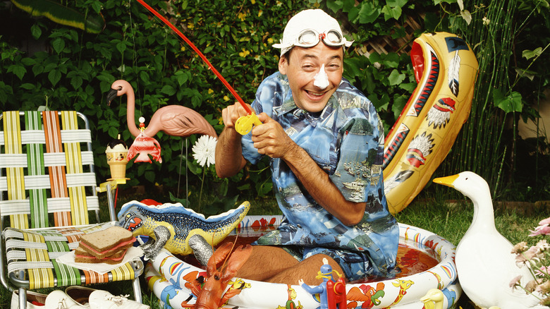 Paul Reubens in a small pool