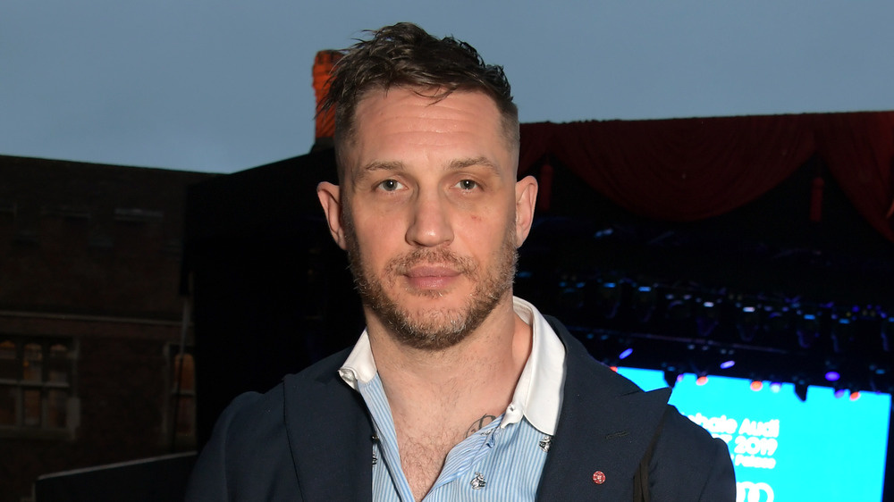 Tom Hardy wearing blue blazer