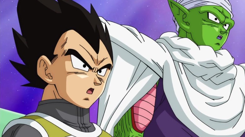 Vegeta and Piccolo look ahead, shocked