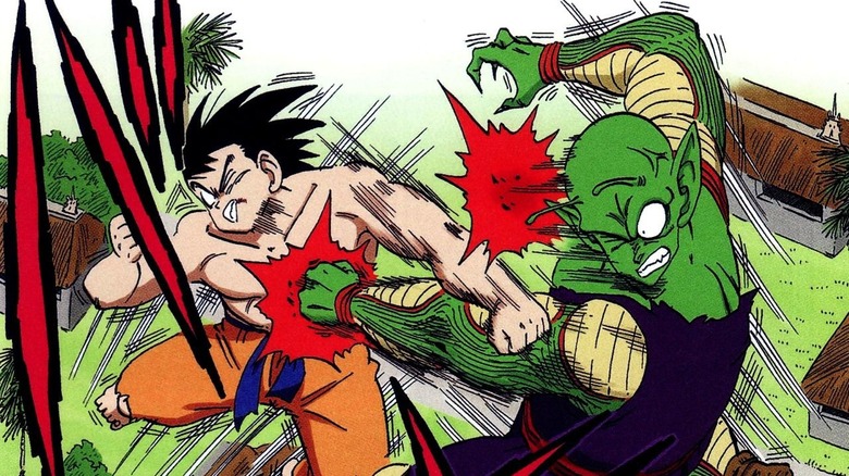 Goku and Piccolo punch each other simultaneously