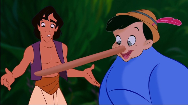 Genie as Pinocchio with Aladdin