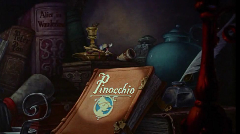 Pinocchio storybook with Jiminy Cricket singing