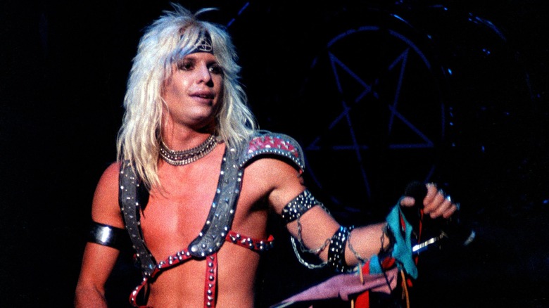 Vince Neil performing with Motley Crue in the '80s