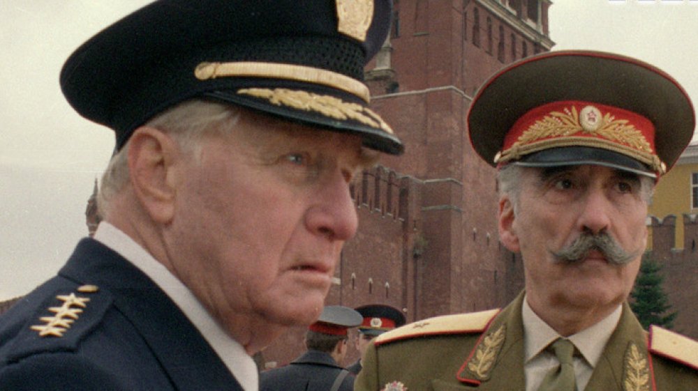 George Gaynes and Christopher Lee in Police Academy 7