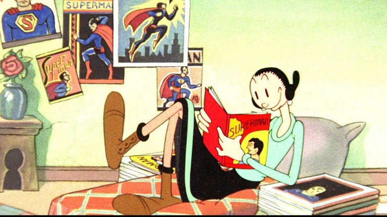 Olive Oyl reading comics