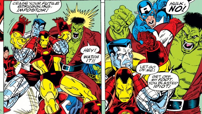 The Hulk seconds away from starting a battle royale in the Baxter Building in 1992's Infinity War #2