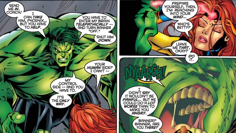 The Professor Hulk willingly giving up his persona in Onslaught: Marvel Universe