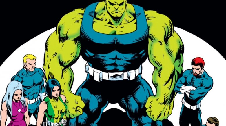 Hulk with the Pantheon on the cover of 1994's Incredible Hulk #424