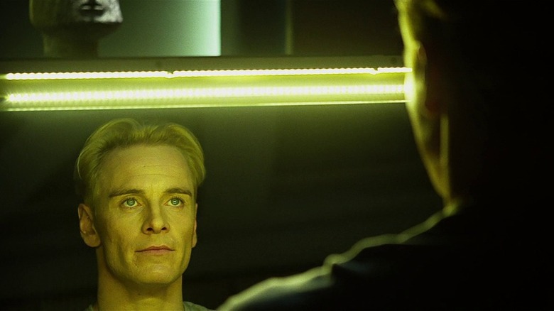 Michael Fassbender looks at reflection