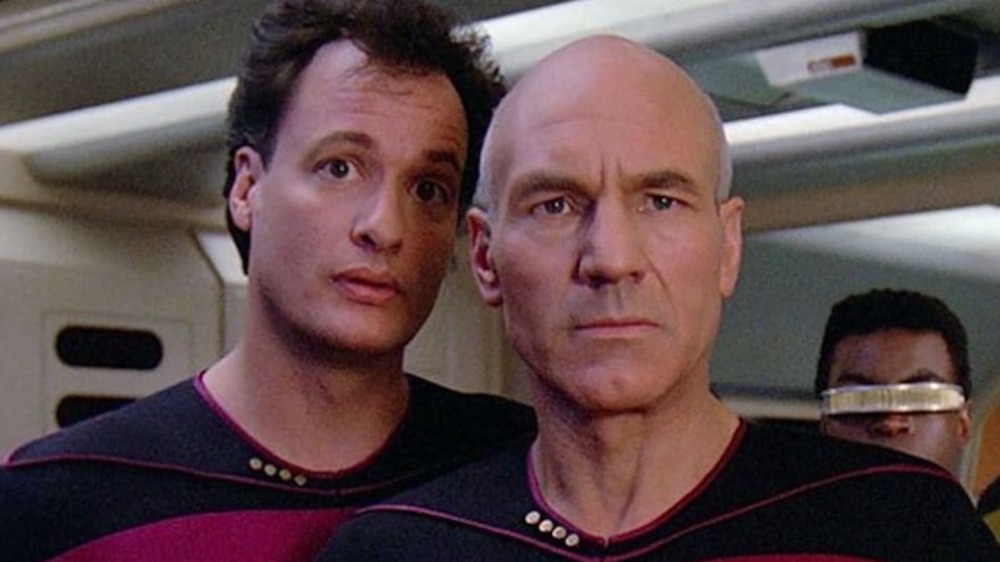 Q and Jean-Luc Picard