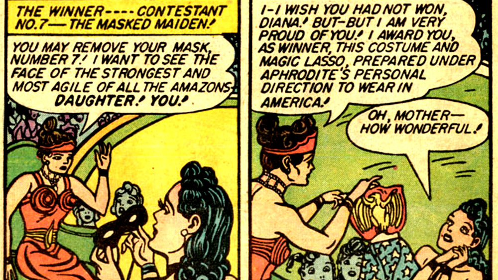 Hippolyta gives Diana a costume