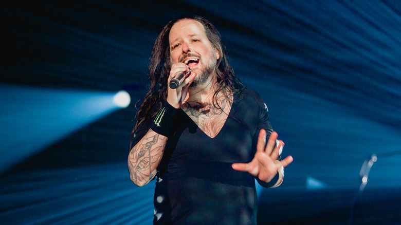 Korn performing in concert