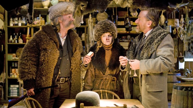 Kurt Russell, Jennifer Jason Leigh, and Tim Roth in The Hateful Eight