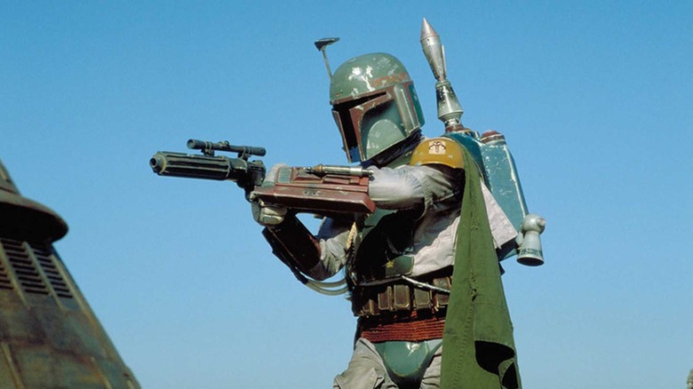 Boba Fett aiming blaster