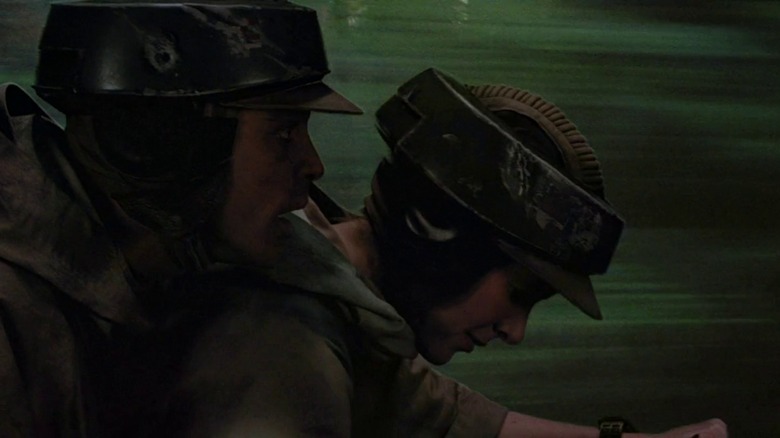 Luke and Leia riding speeder