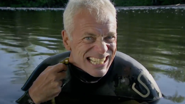 Lamprey biting Jeremy Wade