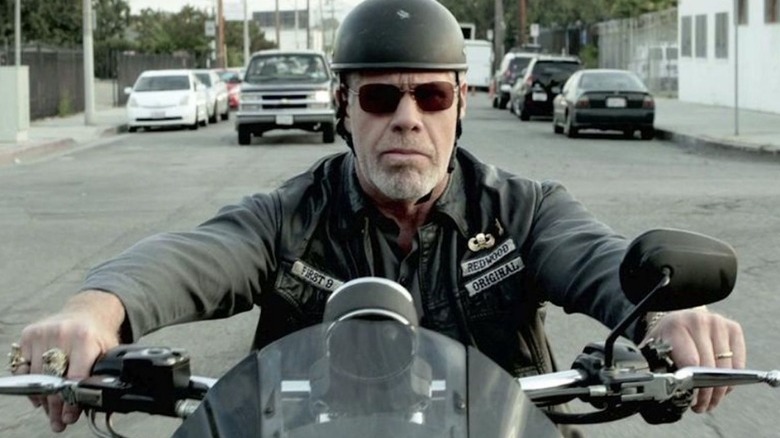 Clay Morrow riding motorcycle