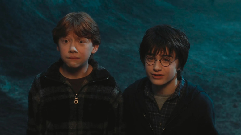 Ron and Harry looking scared