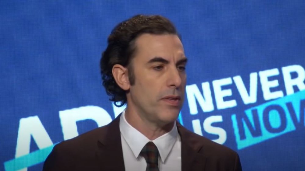 Sacha Baron Cohen speaking at an ADL event