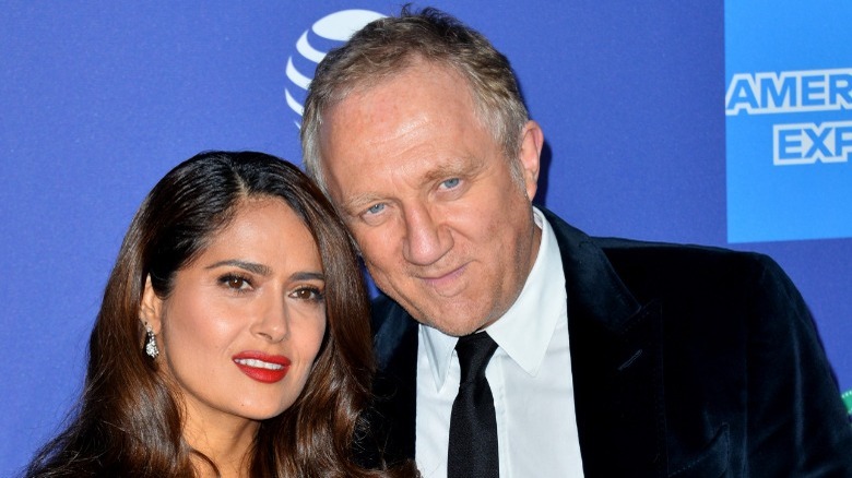 Salma Hayek and François-Henri Pinault posing together