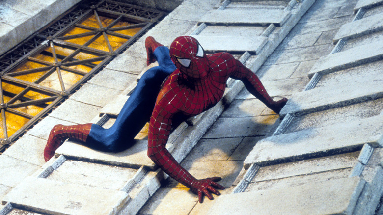 Spider-Man climbs building