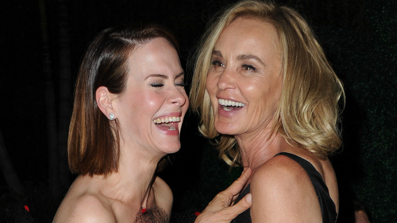 Sarah Paulson and Jessica Lange laughing