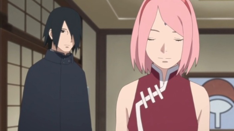 Adult Sasuke and Sakura talking