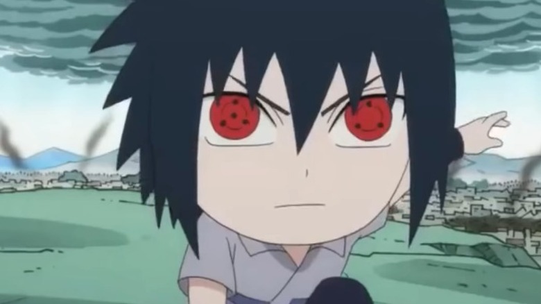 Chibi Sasuke activating his Sharingan