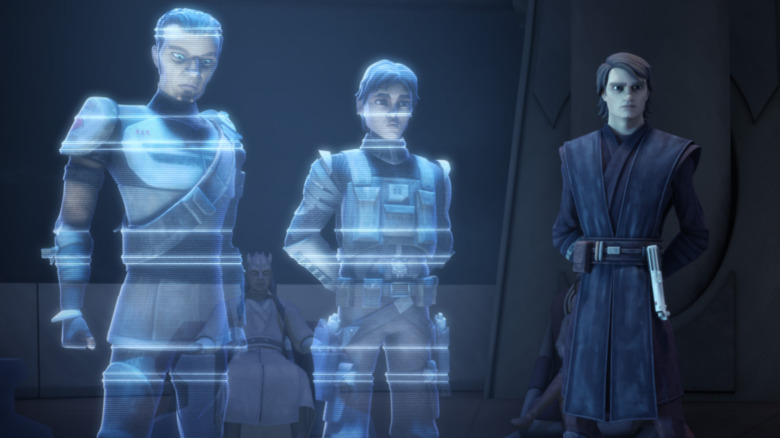 Holograms plus Anakin standing