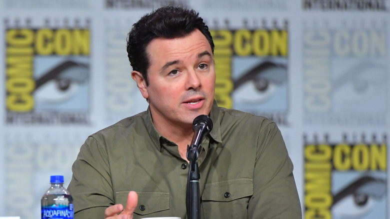 Seth MacFarlane at a Comic Con panel for "Family Guy"