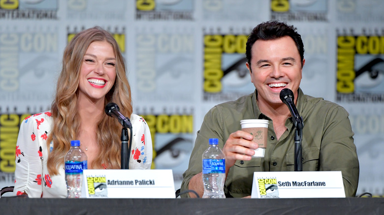 Adrianne Palicki and Seth MacFarlane at Comic-Con promoting "The Orville"