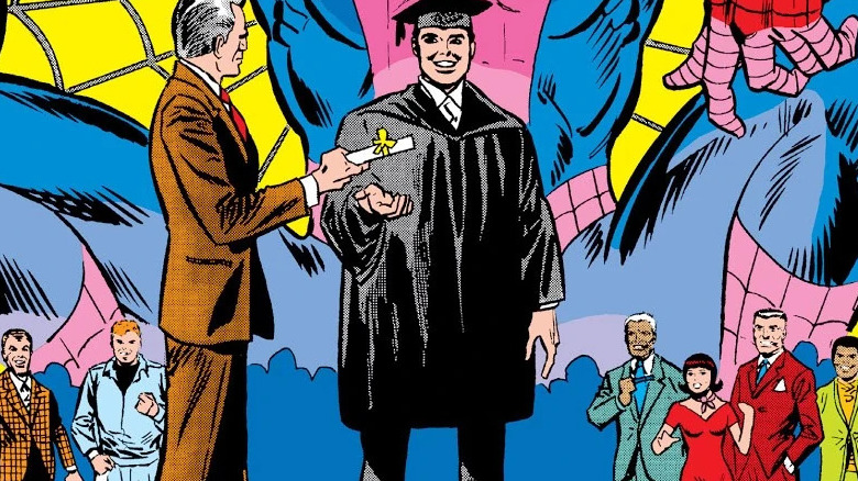 Peter Parker accepting college diploma