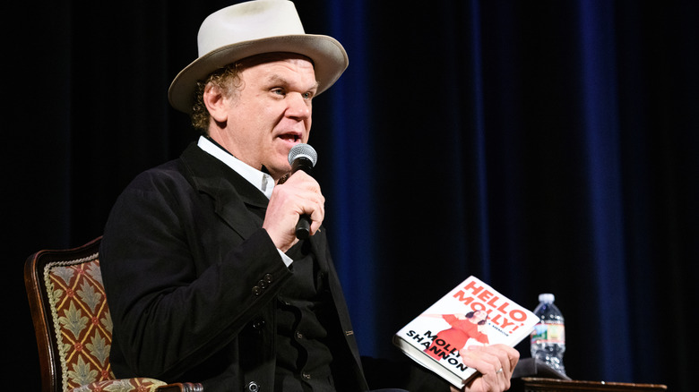 John C. Reilly speaking to a crowd