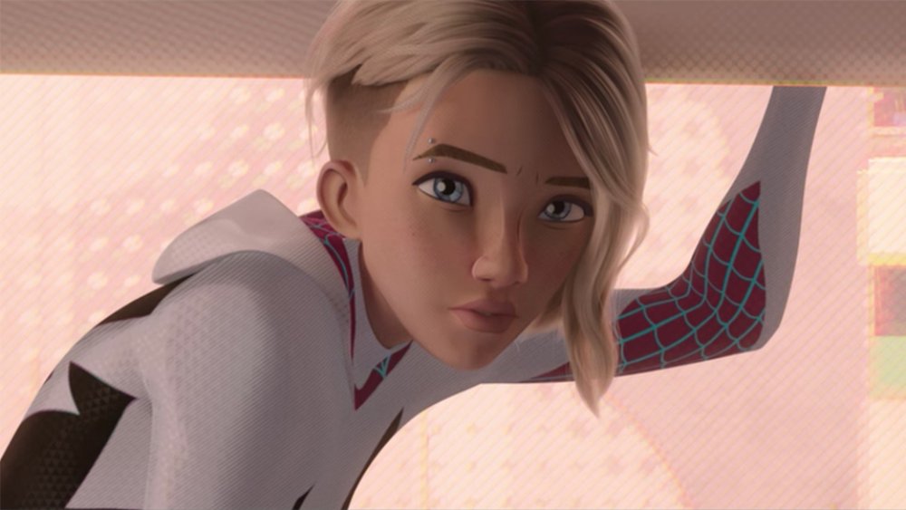 Gwen Stacy as Spider-Man crouched