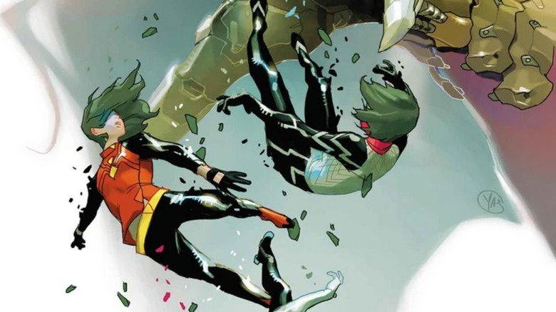 Gwen and Cindy falling in a comic cover