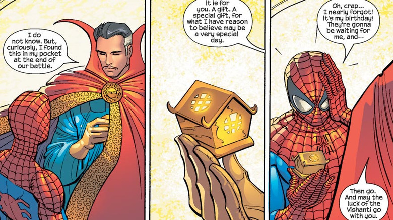 Doctor Strange gives Spider-Man a present