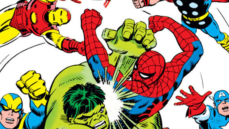 Spider-Man and Avengers fight Hulk