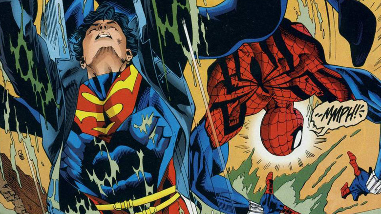 Superboy battles Ben Reilly Spider-Man