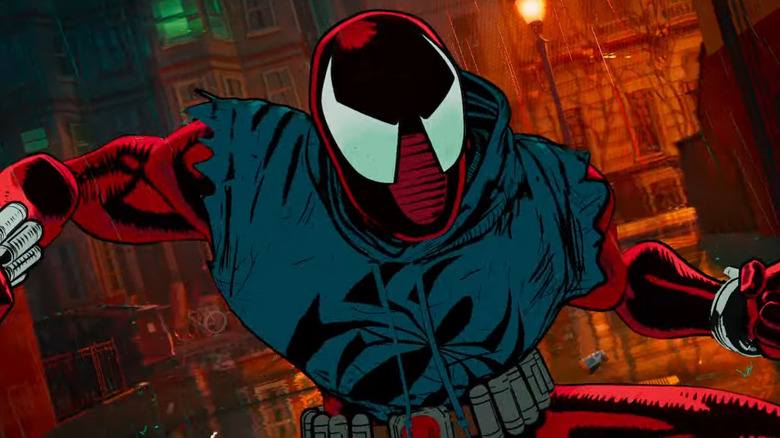 scarlet spider striking a pose