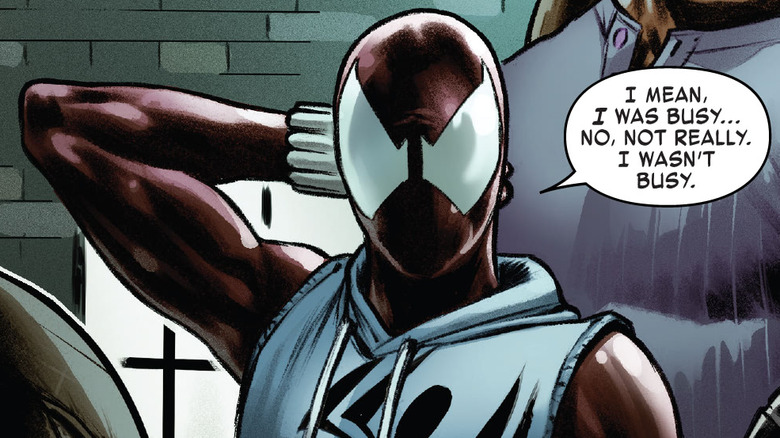 Scarlet Spider scratching his head